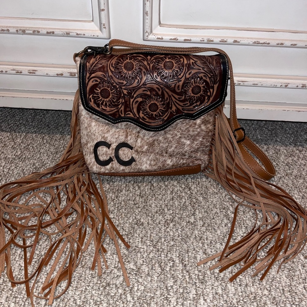 Custom Leather Belles Magnolia Style Western Fringe Crossbody Purse